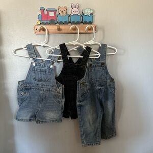 Baby boys 6-9 months denim Overalls bundle Blue and Black lot